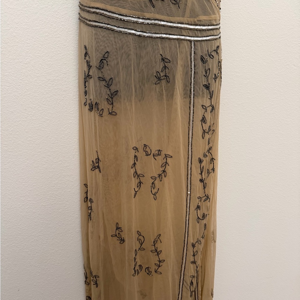 Free People Sheer sky fall beaded wrap dress sz Large - Picture 8 of 13